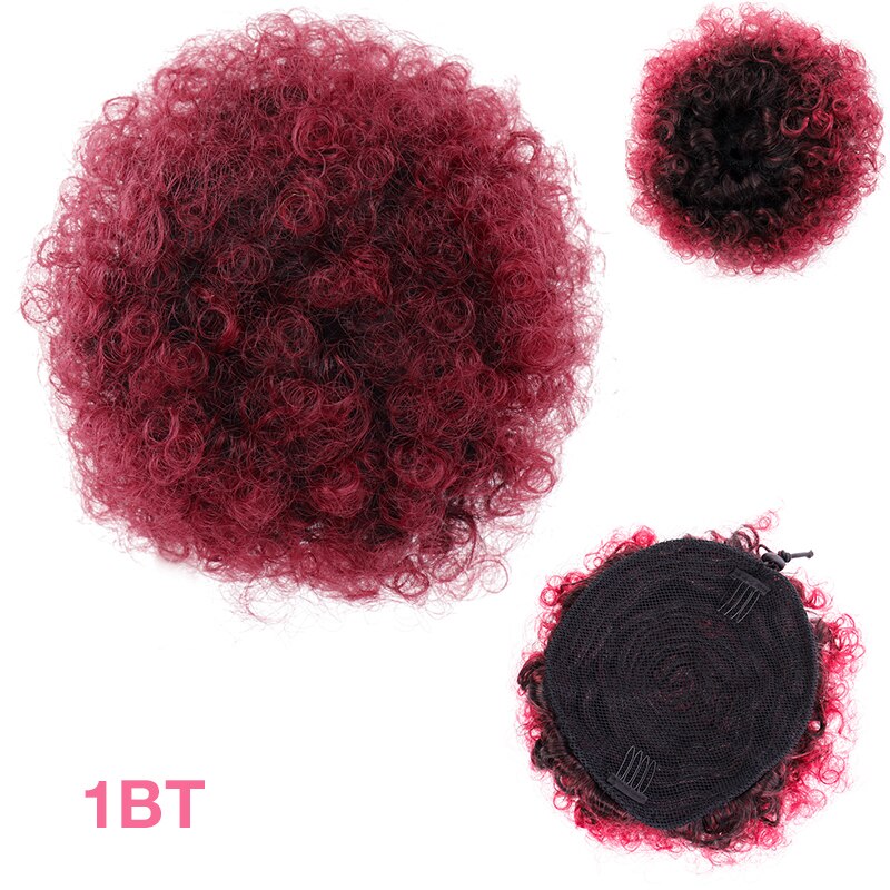 Talang afro puff syntetiskt hår bulle chignon frisyr för kvinnor peruk dragsko hästsvans kinky lockigt klämma i förlängningar hästsvans: F6-336