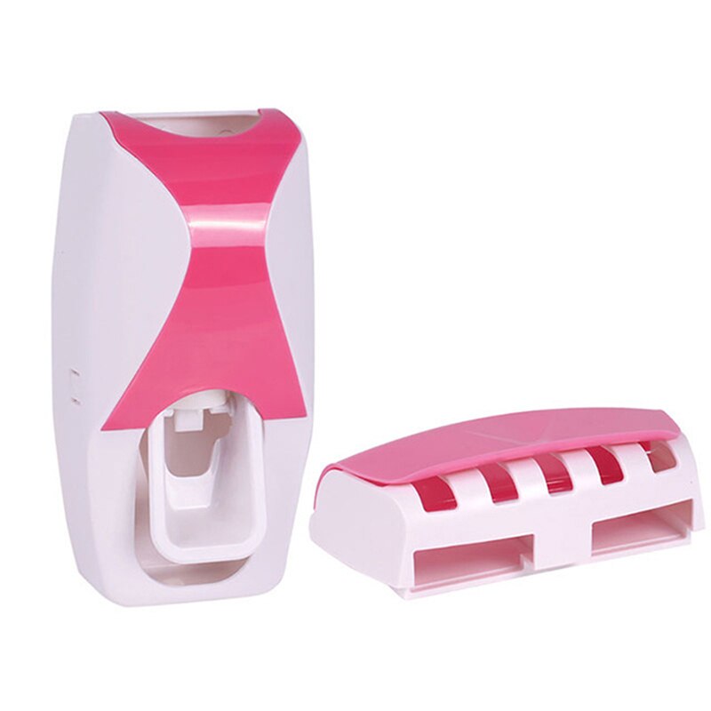 Brushing Tool Set Automatic Toothpaste Dispenser And Toothbrush Holder Set Convenient Bathroom Product 1 Pair: Pink