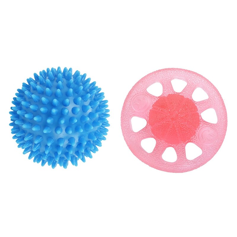 Spiky Massage Bal, 7.5Cm (Sky Blue) &amp; Squeeze En Flex Vinger Extension Trainer Therapie Stress Bal Training: Default Title