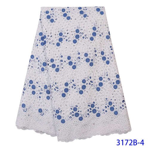Última tela de encaje de malla Africana blanco puro para vestido de boda bordado encaje nigeriano gasa Suiza encaje en Suiza YA3172B-6: Picture 4