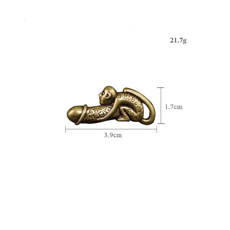 純粋な真鍮干支猿ペニスペンダントキーホルダークリエイティブおかしい車のキーチェーン壁掛けジュエリーヴィンテージ男性キーホルダーペンダント