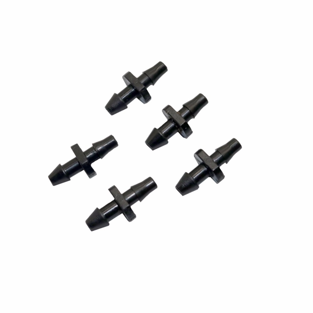 50 pcs 1/8" barbed connector double ways Used to splice our 3/5mm water pipe tubing together 3/5mm garden hose