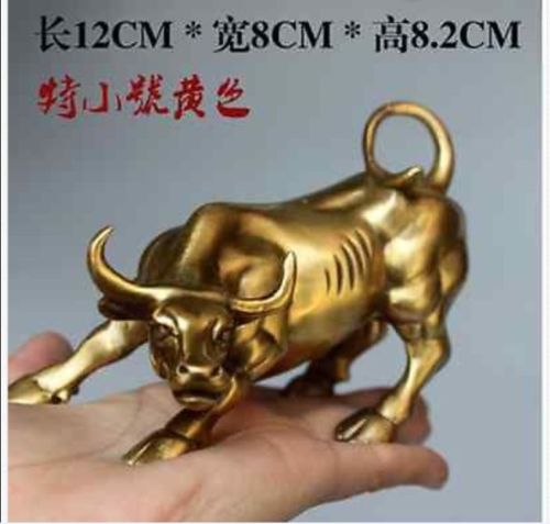Koper Messing Chinese Ambachten Decoratie Big Wall Street Brons Fierce Bull Ox Standbeeld-Messing