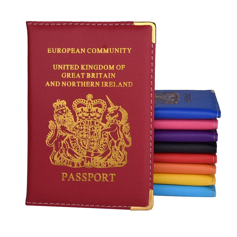 UK and European Passport Holder PU Leather Covers for UK Men Women French Passports Organizer for Travelling