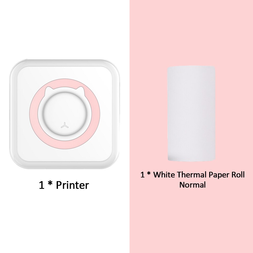 Pocket Thermal Printer for Android iPhone Portable Mini 200dpi Wirelessly Wireless BT Connect Photo Label Memo List Printing: Pink with one Paper