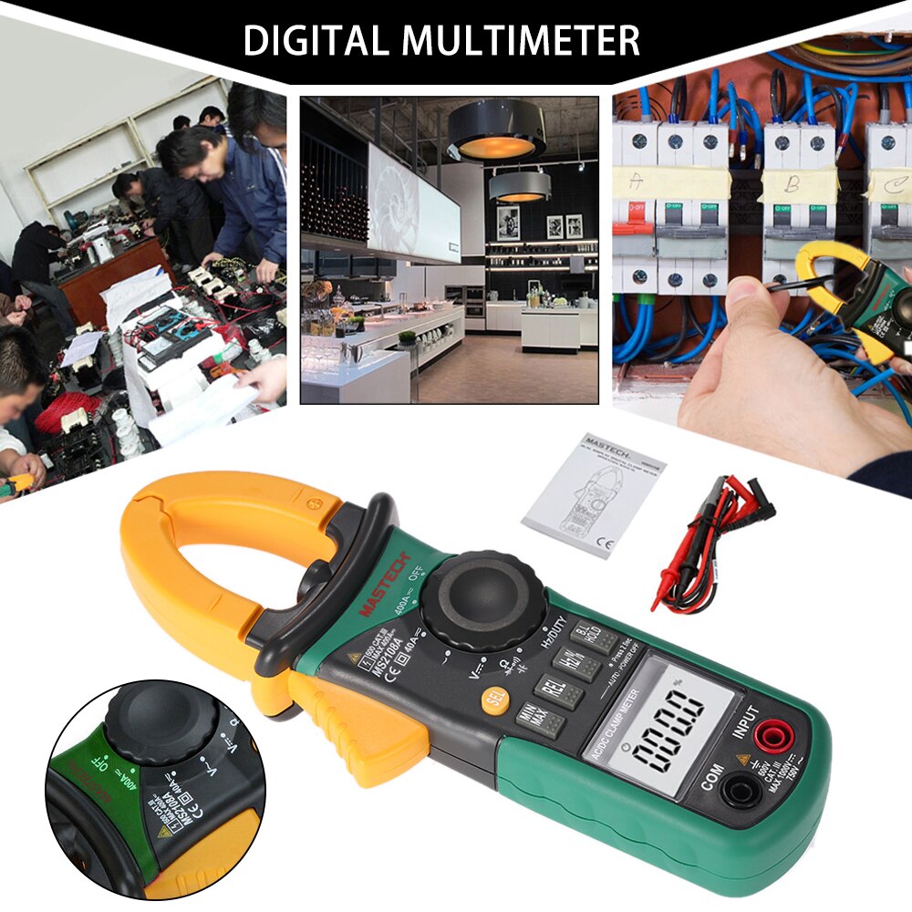 Mastech  ms2108a auto rækkevidde digital klemme multimeter 4000 tæller dc / ac voltmeter amperemeter strømmodstand tester multimetro