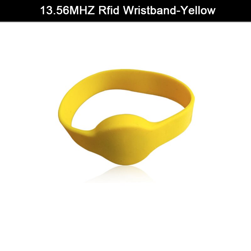 13.56 mhz  mf1108 (s50 kompatibel) iso 14443a rfid vandtæt smart silikone armbånd armbånd: Mulighed 4- gul