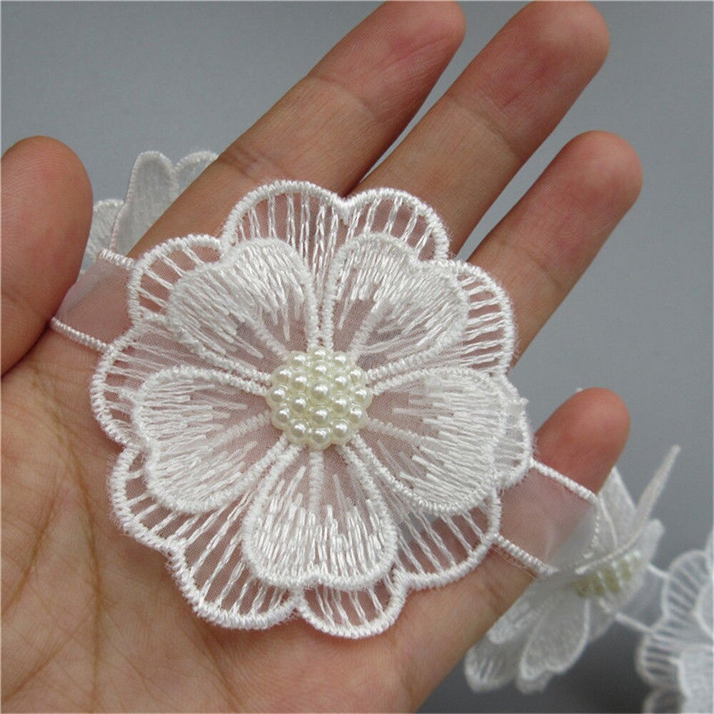 2 werven Bloem Rose Katoen Kant Rand Trim Lint 10 cm Breedte Vintage Stijl Witte Rand Trimmings Stof Geborduurd Applique Naaien Craft Bruiloft Bruidsjurk Versiering Decor Kleding Borduurwerk