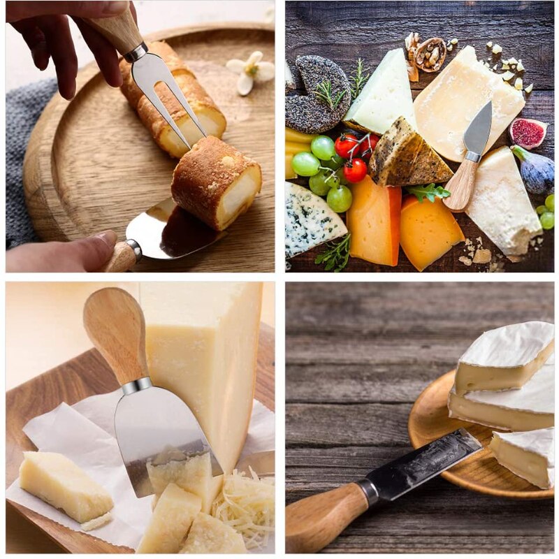 Steel Stainless Cheese Knives with Bamboo Wood Handle Cheese Slicer Cheese Cutter Kitchen Baking Tool