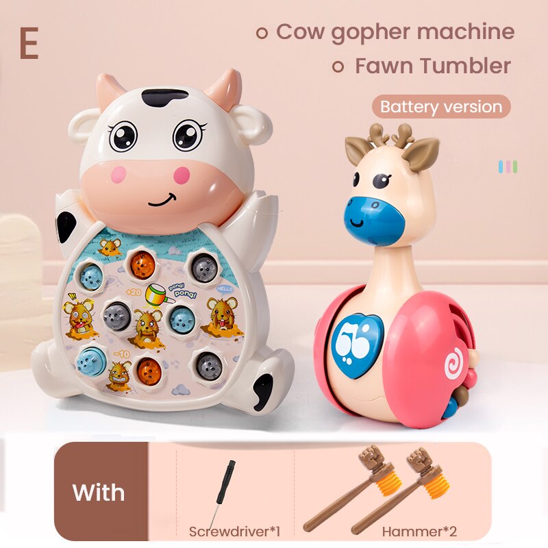 Juego eléctrico de hámster para niños, máquina de juegos para niños, interacción entre padres e hijos, juego de percusión de escritorio para educación temprana para bebés de 1 a 3 años: E