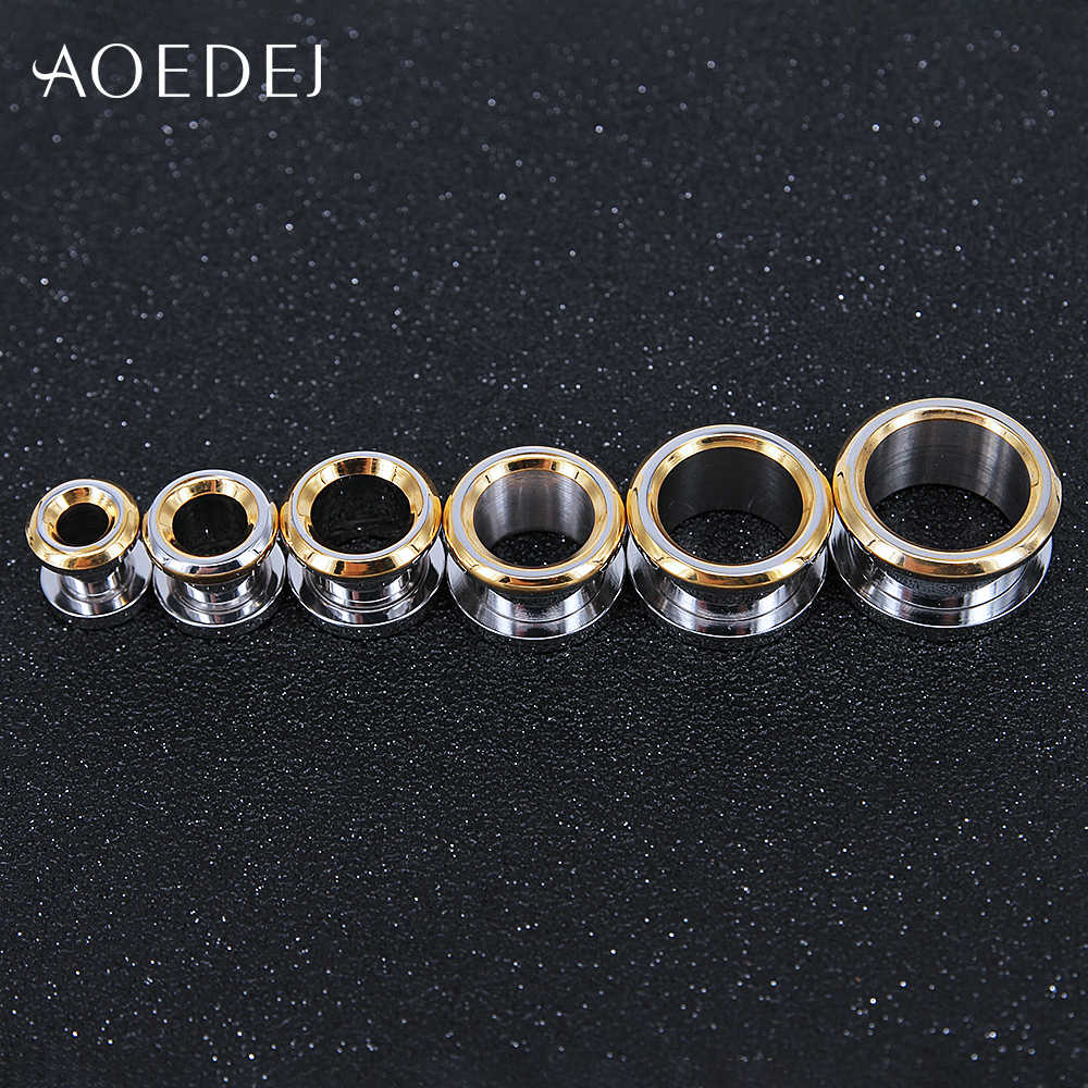AOEDEJ 6-16mm Ear Plugs Tunnels Gold Stainless Steel Piercing Plug 16mm Metal Oor Expander Piercing Stretchers Oren Piercing Ear