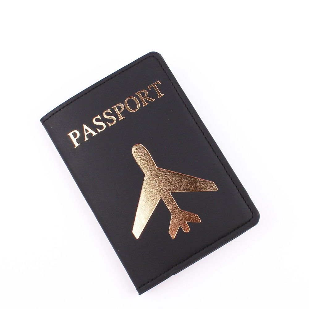 PU Leather World Map Travel Passport Cover Women Passport Holder Case for Men Travel Document Credit Card Case: C Black