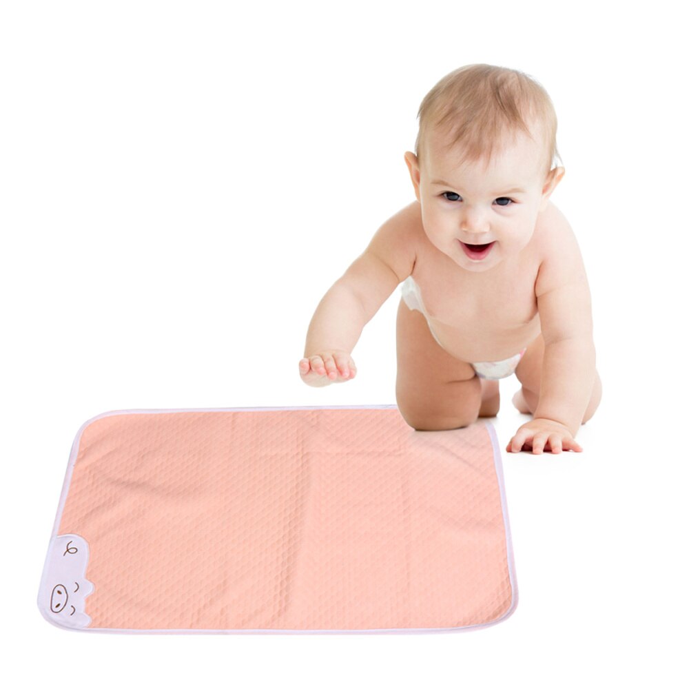 1pc bomullsfilmsdynor mycket absorberande madrassdyna andningsbar vattentät blöja för bebisar barn 50 x 70cm( rosa bambufibrer baktill