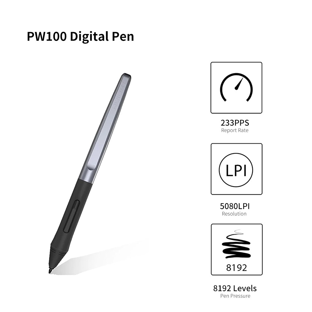 Huion PW100 Digital Pen Battery-free Digital Pen with 2 Programmable Buttons for Huion H1060P H610PRO V2 Graphic Tablets