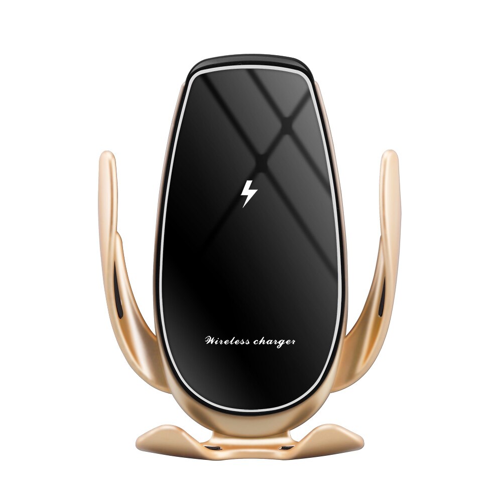 Aperto automático carregador de carro sem fio para iphone 11x8 xr xs 10 w qi carregamento rápido respiradouro ar suporte do telefone para samsung s20 s10: Style 2 Gold
