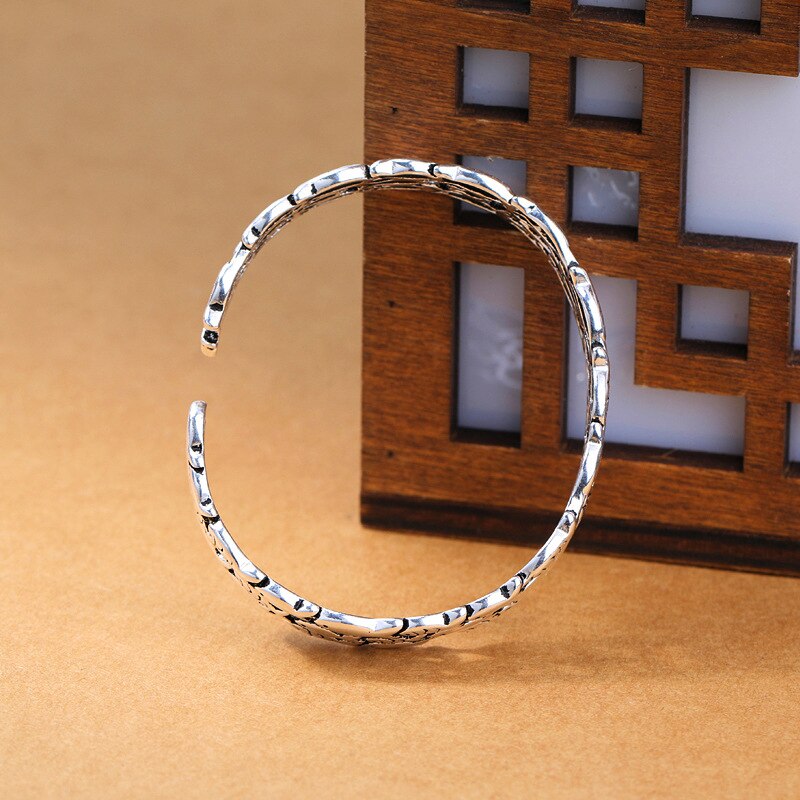 925 sterling sølv stabelbare fisk thai sølv armbånd armbånd vintage åbent manchet armbånd til kvinder mænd s -b276