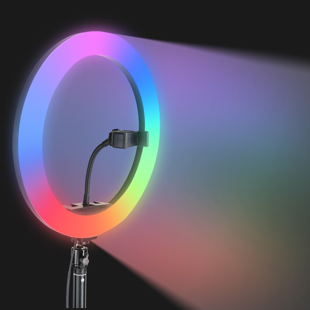 45cm 18inch RGB Ring Licht Dimmbare Selfie Lampe Mit Telefon Clip Fotografie Beleuchtung Für Video Live 10 zoll/26/33cm RGB Ringlight