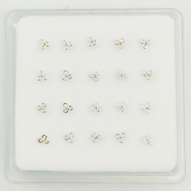 925 Sterling Zilveren Neus Pin Kleine Bloemvorm Neus Stud Mode Unisex Pircing Nariz Plata 20 Stks/pak