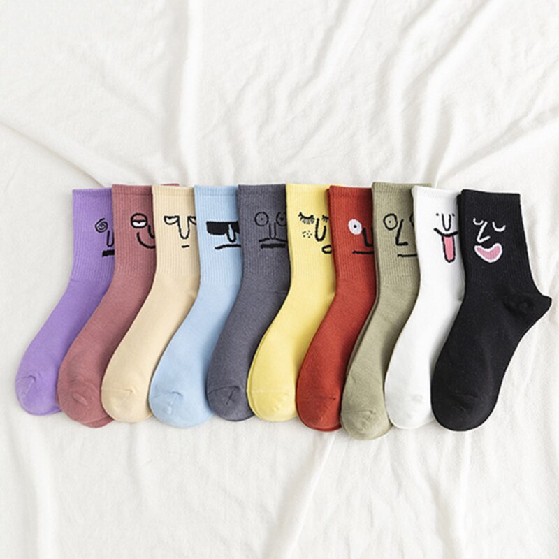 unisex komisch Gesicht Sport Socken Mehrfarbig Mädchen Korea irre Harajuku Socken Laufen Socken Sport Basketball Radfahren Frauen Socken