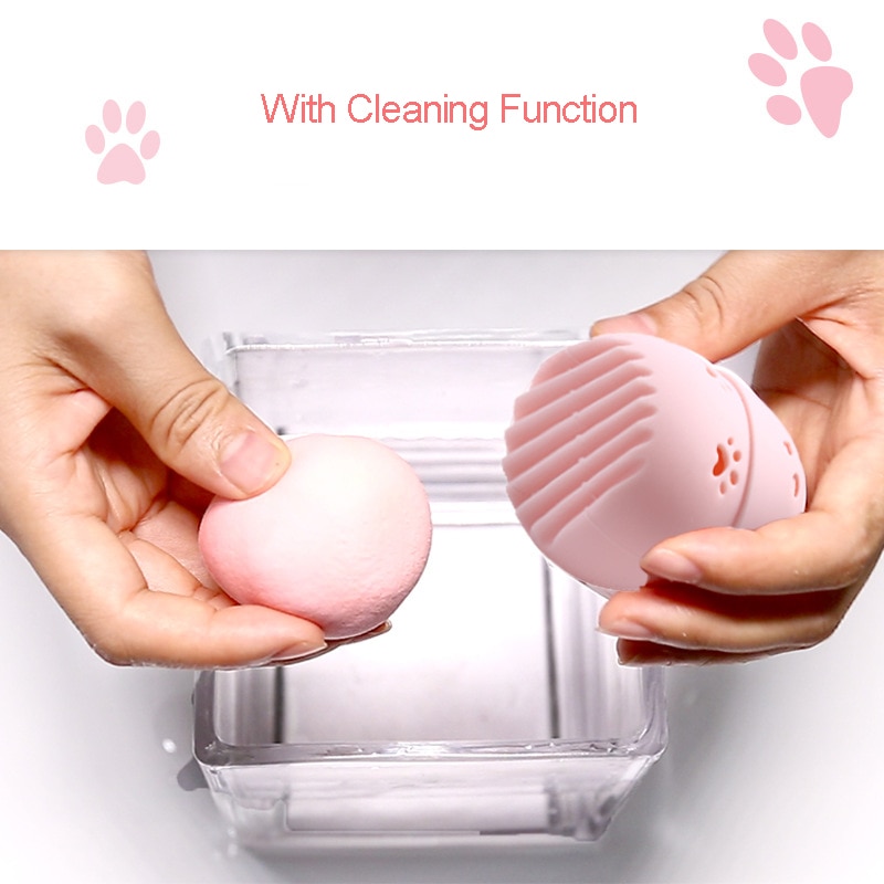 Soft Silicone Powder Puff Pink Cat Sponge Holder Drying Holder Egg Stand Beauty Sponges Case For Washing Cosmetic Make Up Tools