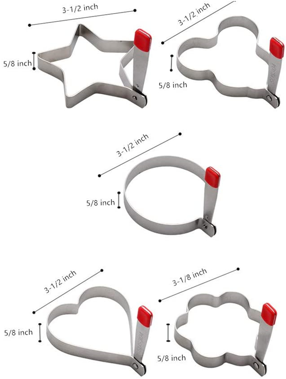 4 Estilo de acero inoxidable huevo frito molde de cocina creativa no-Stick huevo de formador de tortilla molde cocina Gadgets Herramientas de cocina