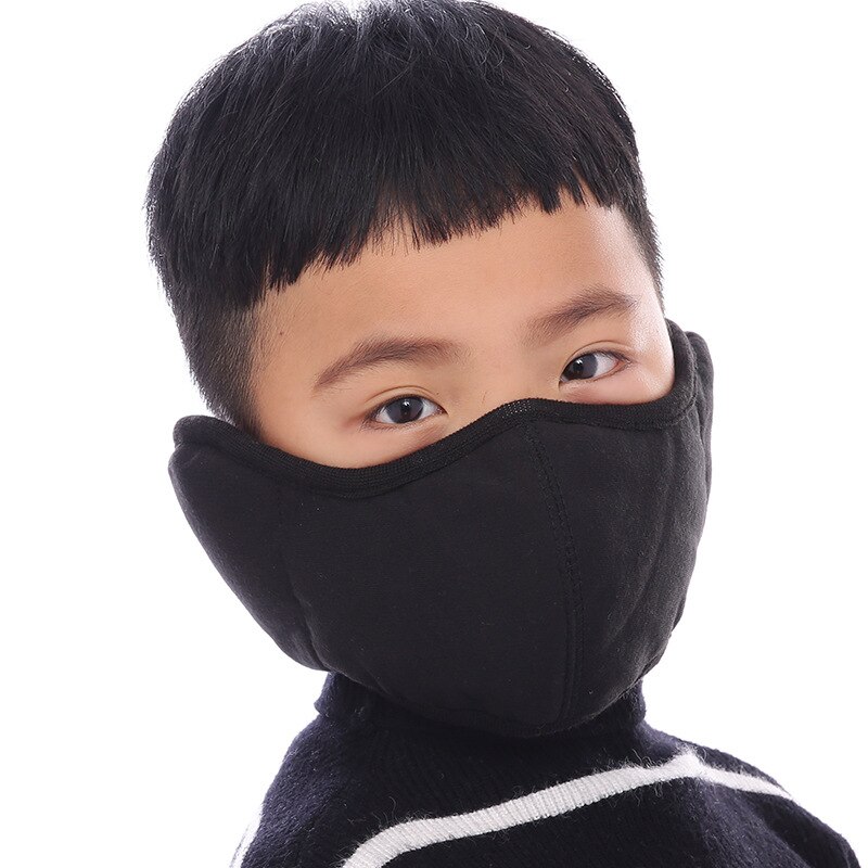 Unisex vinterbørne ørebeskyttelsesmaske udendørs drenge piger plus fløjl lydpotte ørebeskyttere åndbar vindtæt tyk børn varm øreprop: Sort