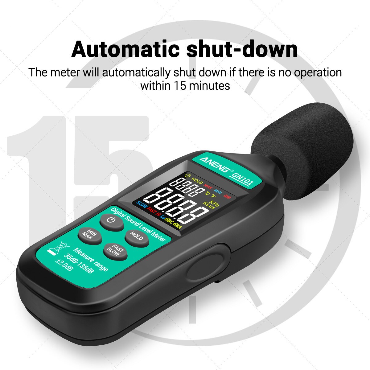 ANENG Digital Noise Meter 35db-135db Decibel Meter LCD Display Sound Level Analysis High-precise Sound Decibel Monitor