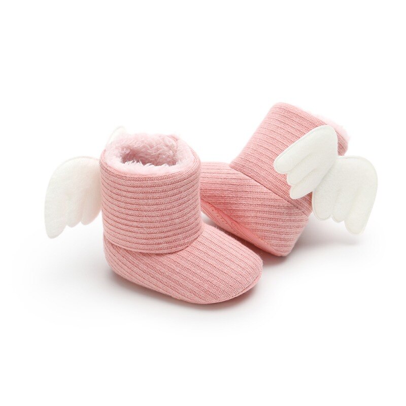 Princesa anjo meninas asas bootskids pelúcia mais grosso crochê algodão sapatos crianças botas de inverno