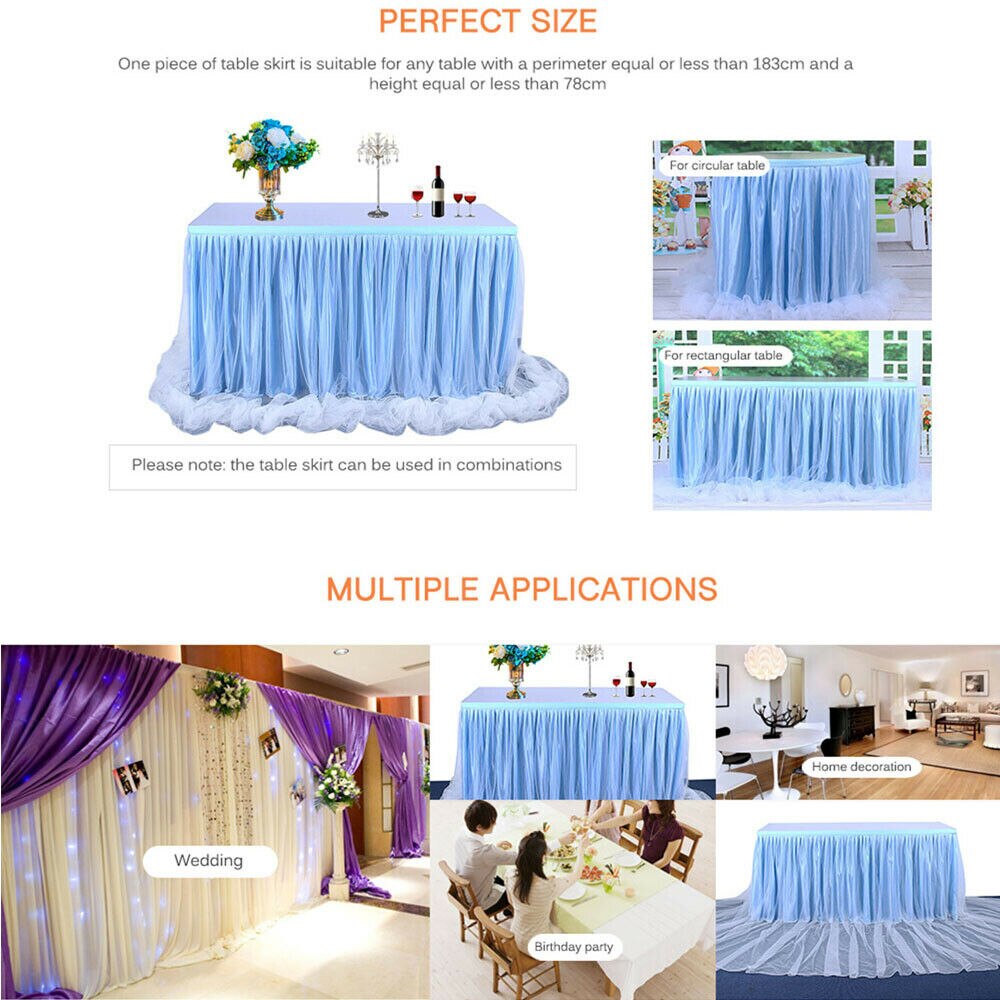 Wedding Tulle Tutu Table Skirt Party Birthday Baby Shower Decor