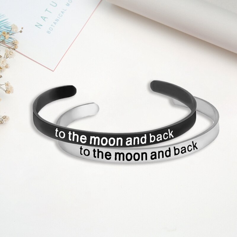 Elegante à lua e volta curvo rotulação titânio pulseira de aço