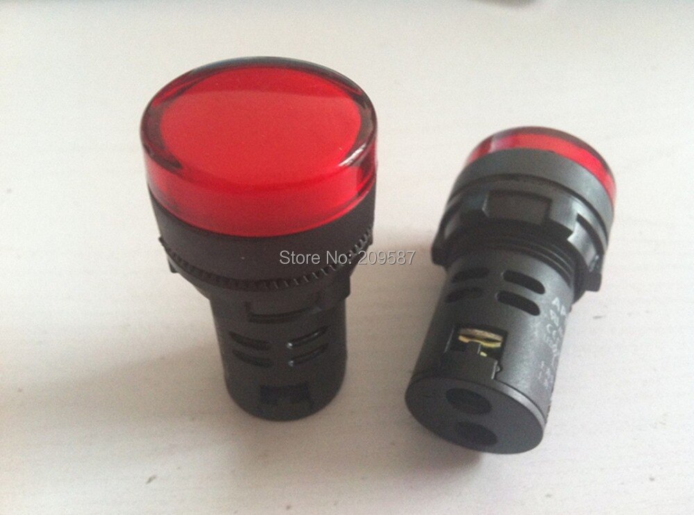 10 piezas 220V 22mm LED rojo indicador de potencia luz de señal