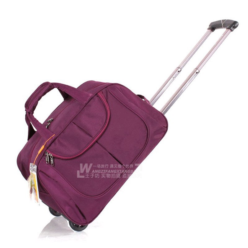 Reizen Trolley Tas Wielen Waterdichte Carry Op Hand Bagage Trolley Tas Oxford Cabine Reistassen Op Wiel Wielen Rolling Tassen: purple 22 inch