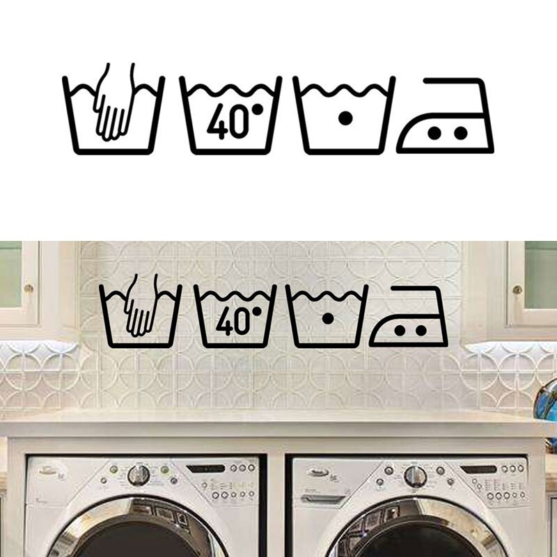 Waterproof Laundry Room Bathroom Wall Stickers Reminder Tag Wall Decals Washing Machine Furniture Stickers DIY Removable
