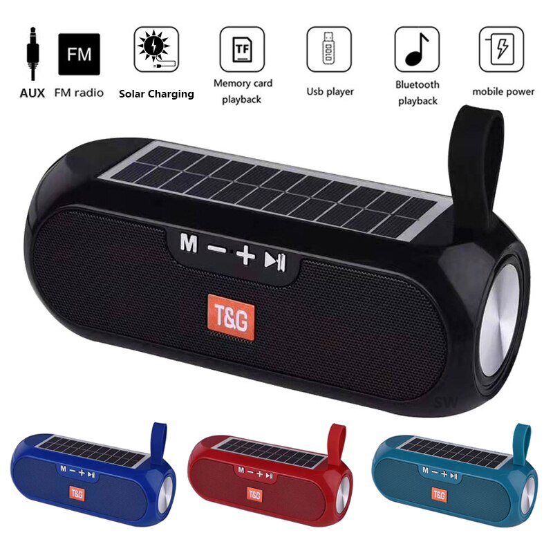 Solare Accumulatori E Caricabatterie Di Riserva Colonna di Altoparlanti Bluetooth Portatile Senza Fili Stereo di Musica di Risonanza Boombox Impermeabile Super Bass USB AUX FM Radio