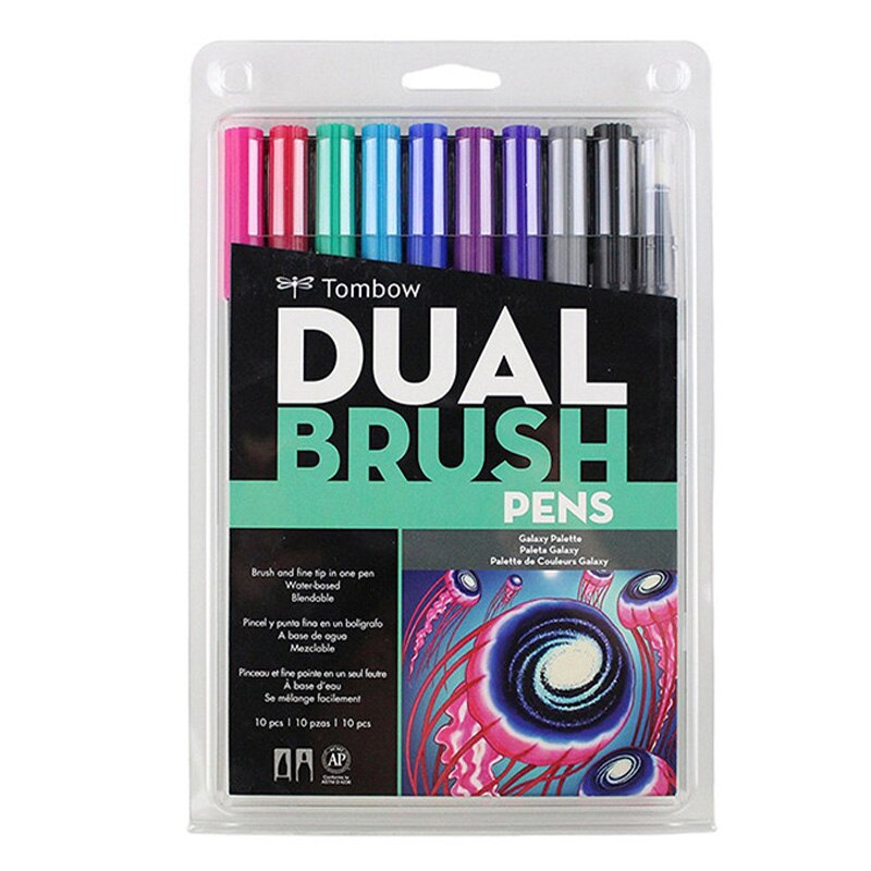 TOMBOW-rotulador de doble pincel ABT para acuarela, conjunto de 108 colores, dibujo, caligrafía, Pastel brillante, retrato de galaxia gris: Galaxy Palette