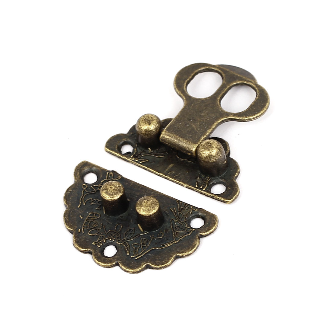 UXCELL Antique Style Wooden Case Chest Box 30Mm Round Clasp Hasp Latches Bronze Tone