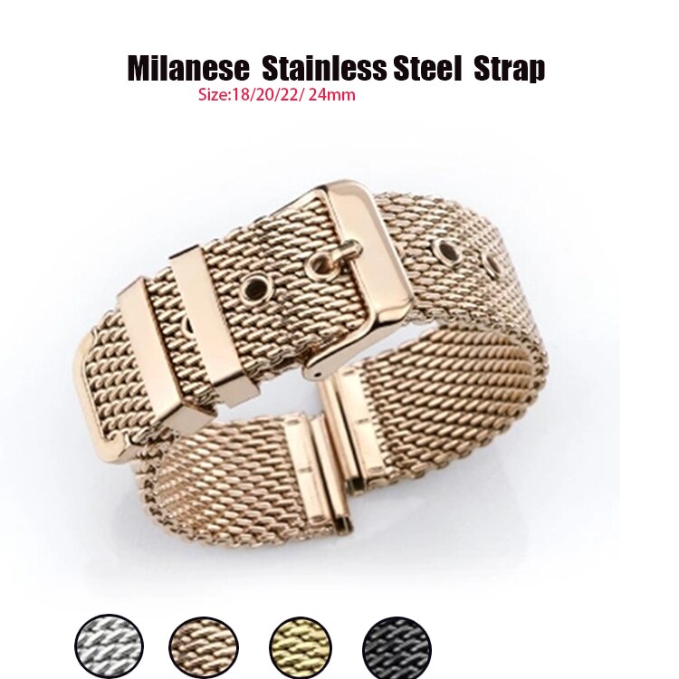18mm 20mm 22mm 24mm Premium Mesh Milanese Loop strap Stainless Steel Watch band Metal Watchbad Replacement Watchband Bracelet