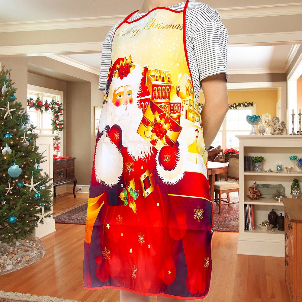 Christmas Aprons Adult Santa Claus Aprons Women and Men Dinner Party Decor Home Kitchen Cooking Baking Cleaning Apron