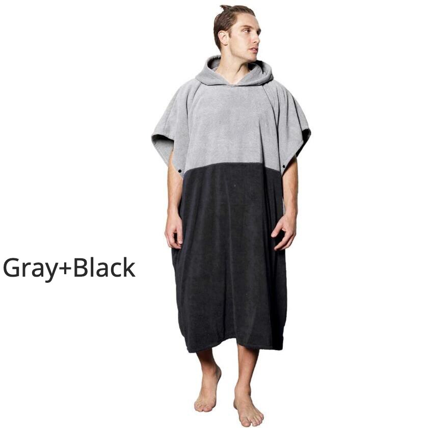 Woman/Man Fast Absorbing Changing Robe Outdoor Sports Bath Towels Cloak Summer Beach Surfing Quick Change Clothes Bath Towel: gray black / S/M