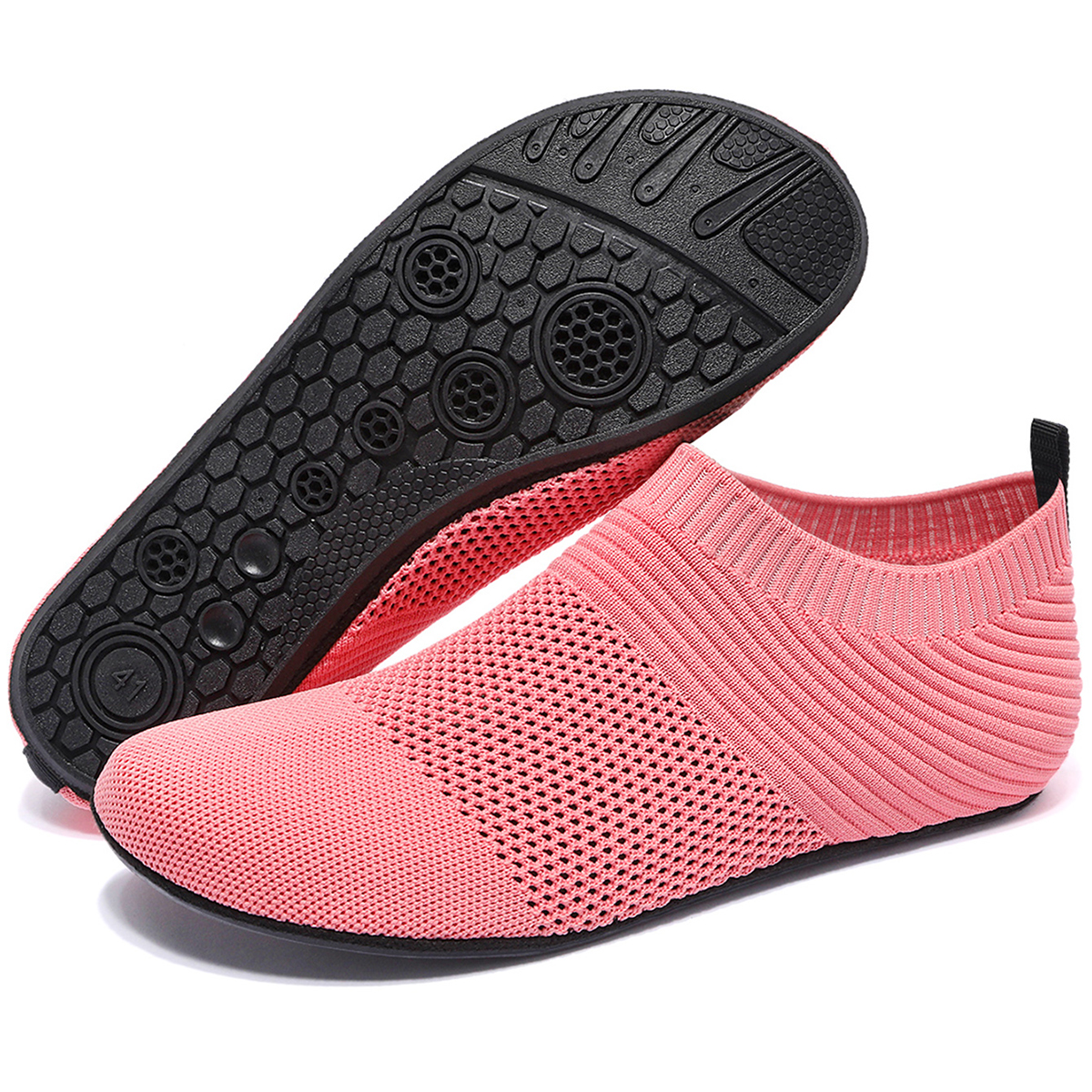 Chaussures aquatiques pieds nus pour hommes, chaussettes aquatiques à séchage rapide pour la plage, la natation, le surf, les sports nautiques: Rose / 39