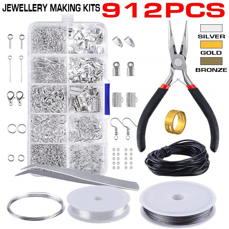 912 pièces/boîte fabrication de bijoux Kit de démarrage ensemble pour boucles d'oreilles Bracelet collier résultats bricolage artisanat fabrication de bijoux fournitures Kit