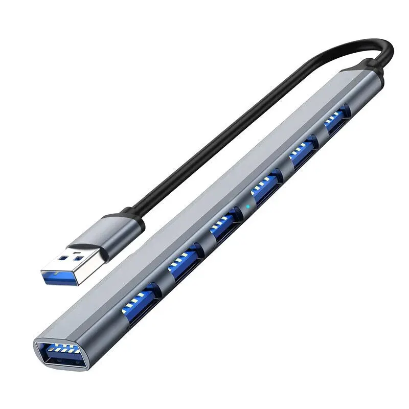 7-portowy rozdzielacz USB 3.0 typu C HUB Szybki adapter OTG Stacja dokująca do laptopa PC Dysk twardy Mysz Klawiatura: Jasno szary