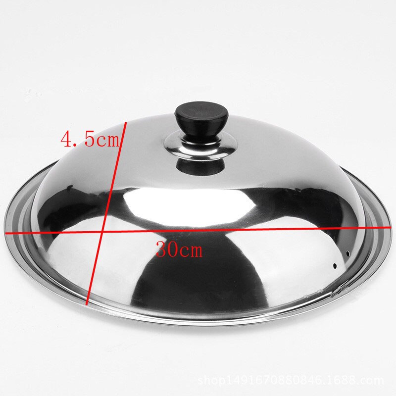 Matlagning wok panna lock rostfritt stål universal pannlock synligt bytt lock stek wok gryta bra halvcirkel wok lock: 30cm