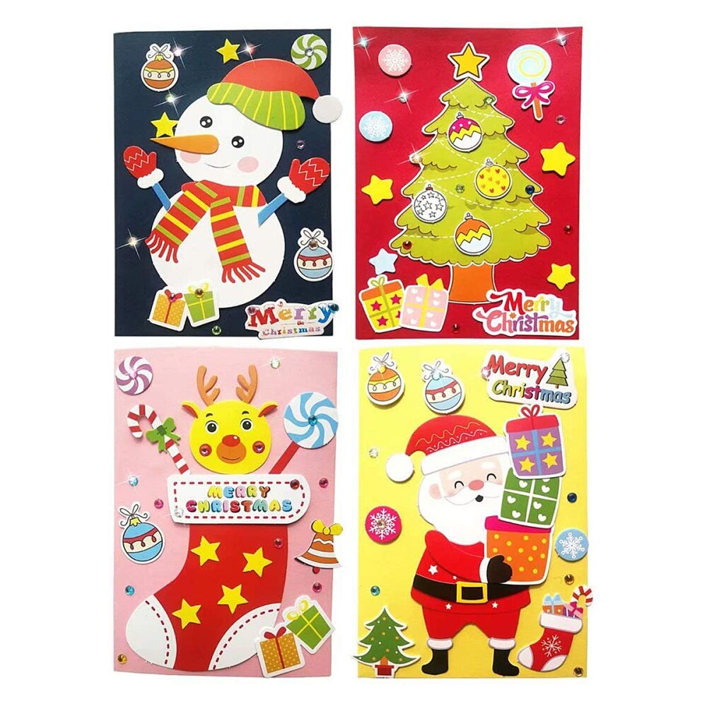 4 Set DIY Cards Lovely Sweet Craft Fun Durable Kids Accessories Handmade Cards Xmas Cards Greeting Cards: Default Title