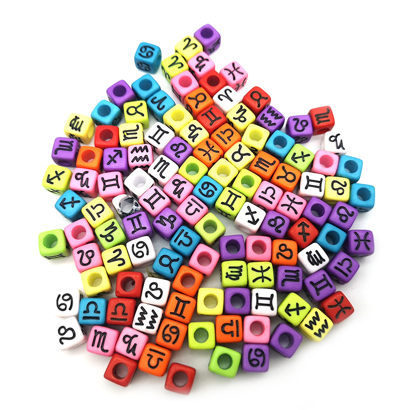 50 stk blandet stjernetegn konstellation tegn terning perler charms spacer løse perler til smykker fremstilling gør-det-selv armbånd halskæde tilbehør