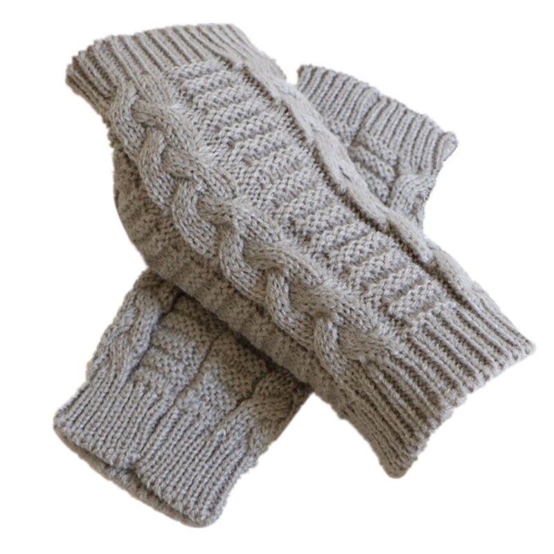 Gants Sans Doigts En Crochet Blanc – Manchettes D’hiver Chaudes Pour écrire, Taper, Conduire, Unisexe