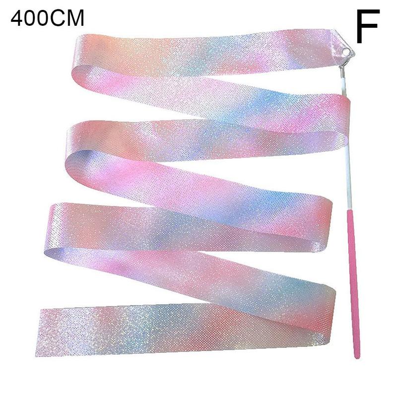 2M/4M Knipperende Ster Gymnastiek Linten Dans Lint Stok Training Art Rainbow Ballet Ritmische Staaf Gymnastiek Twirling strea G7g8: 4M pink