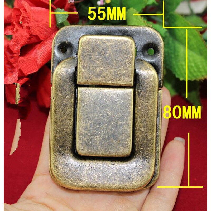 Bronze Tone Antique Box Buckle Clasp Buckle Metal Square Vintage Wooden Wine Box Locked Buckles,10Sets