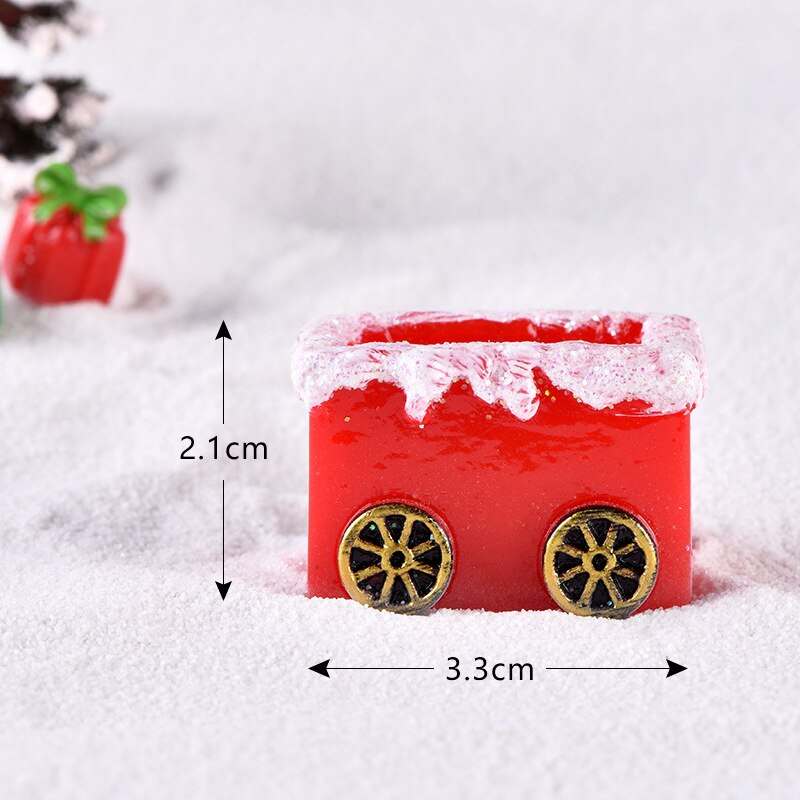 Christmas elk snowman sleigh deer car micro landscape snow decoration locomotive compartment resin decoration: carriage