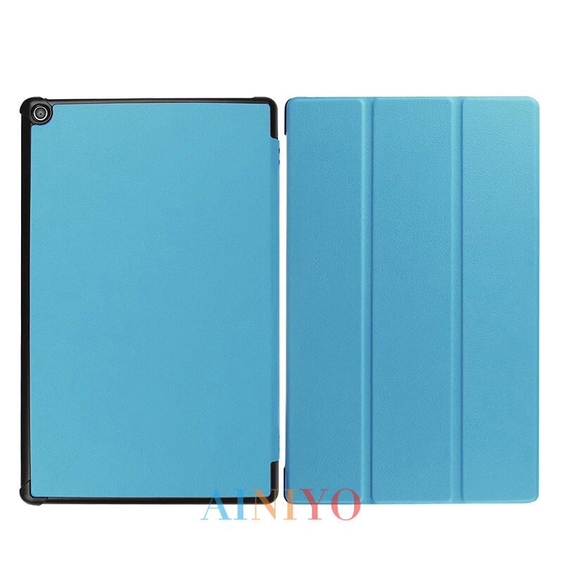 Pokrowiec na Amazon New Fire HD10 2019 pokrowiec na Tablet Funda na ogień HD 10 2017 pokrowiec Slim magnetyczny składany statyw Shell + film długopis stylus: sky blue-MBZ